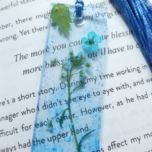 Mini pressed flower handmade resin bookmarks with tassels Floral bookmarks image 5
