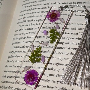 Mini pressed flower handmade resin bookmarks with tassels Floral bookmarks image 10