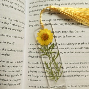 Mini pressed flower handmade resin bookmarks with tassels Floral bookmarks image 2