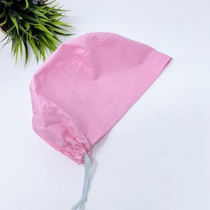 Pink Euro scrub cap for women, Solid pink surgical hat with satin lined by Paradise Caps.