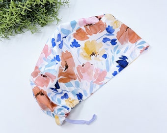 thumbnail image 2 of Satin Lined Scrub Cap For Women With Ponytail Hole - 4 Button Surgical Nurse Cap 2 of 12