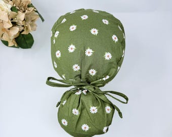 Ponytail scrub cap for women. Ponytail scrub hat, Satin Lined option scrub hats for women by Paradise Caps.
