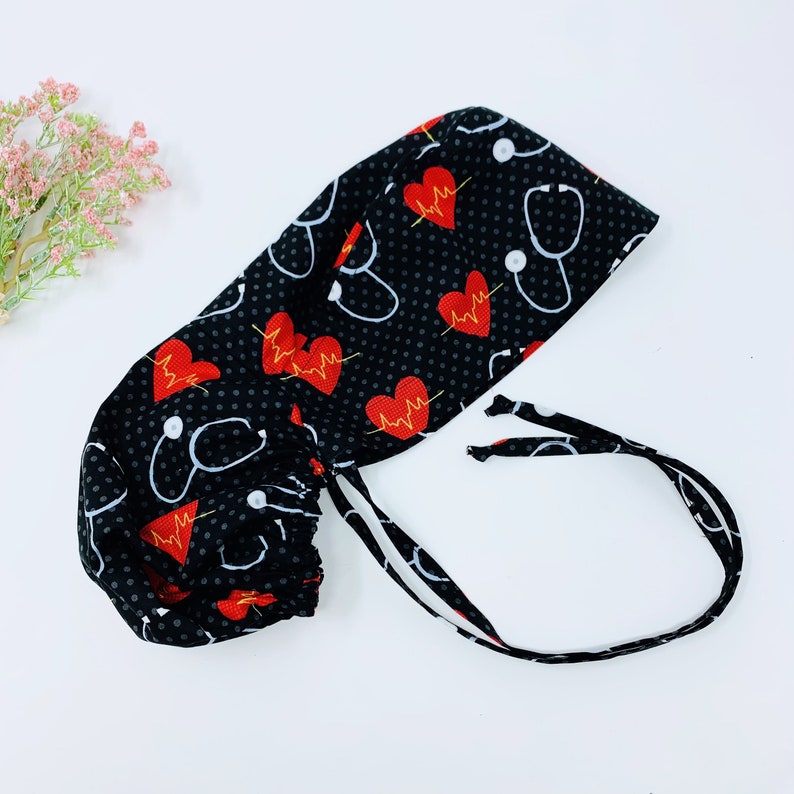 Ponytail scrub cap Medical scrub cap with ponytail holder surgery cap Surgical cap with ponytail Scrub caps for women