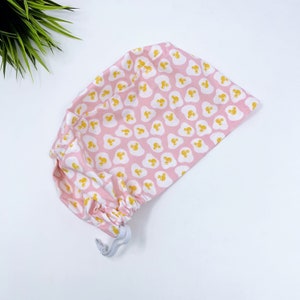 Funny Euro Scrub Cap for Women by ParadiseCaps, Pink Surgical hat with Satin Lined.