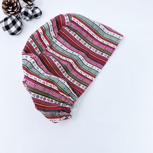 Euro Scrub Cap for Women, Christmas Surgical cap Satin Lined Option