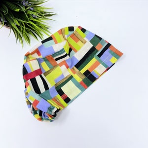 Euro scrub cap for women. Geometric European satin lined surgical cap by Paradise Caps.