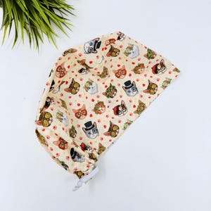 Cat Euro scrub cap for women, Funny surgical cap with satin lined by Paradise Caps.