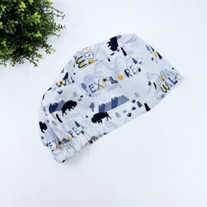 Camping Euro scrub cap for women, European surgical cap satin lined by Paradise Caps.