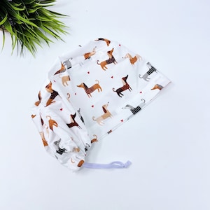 Dog Euro Scrub Cap for Women, Surgical cap with Satin Lined Option