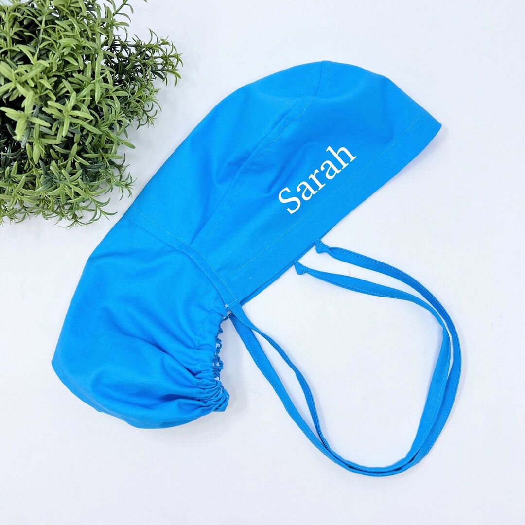 Personalized Ponytail Scrub Cap, Satin Lined Option. Scrub Cap With