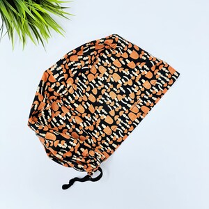 Mushroom Scrub cap for women euro style. Fall European satin lined surgical cap by Paradise Caps.