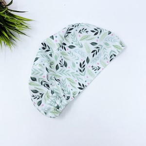 Floral Euro scrub cap for women. Flower European satin lined surgical cap by Paradise Caps.