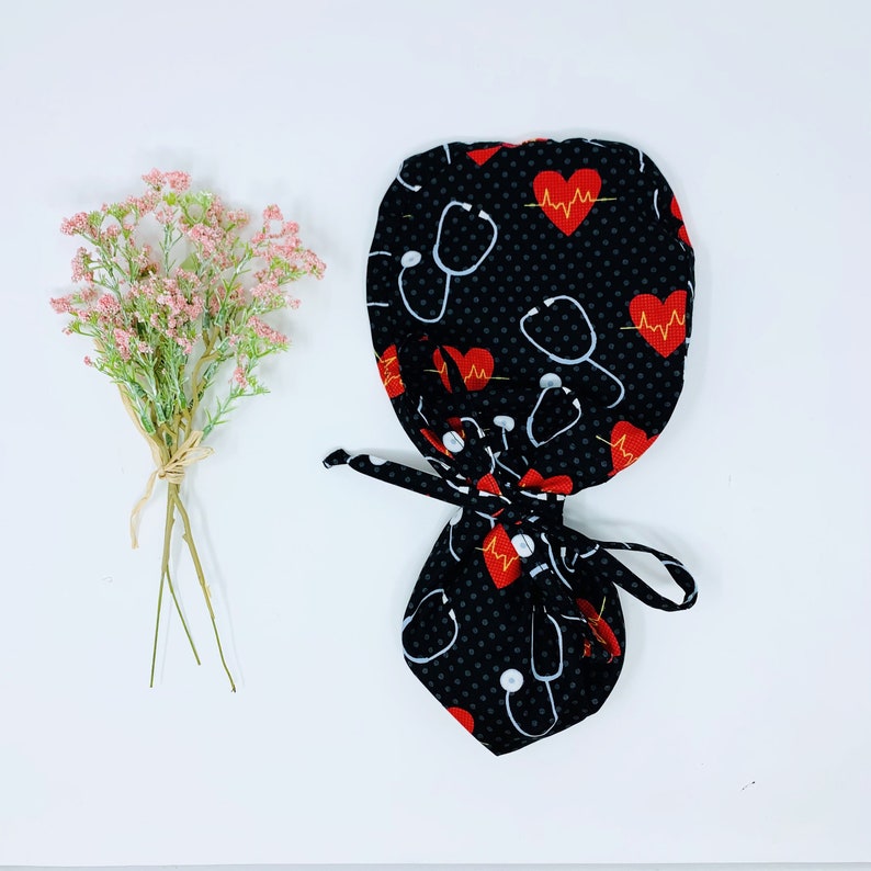 Ponytail scrub cap Medical scrub cap with ponytail holder surgery cap Surgical cap with ponytail Scrub caps for women