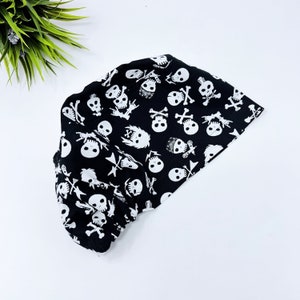 Halloween Euro scrub cap for women, Skull surgical cap satin lined by Paradise Caps.