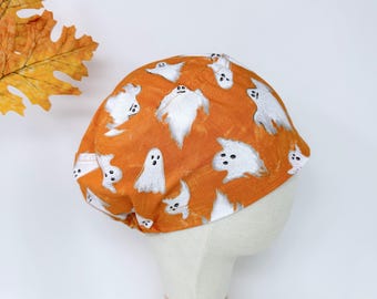 Gorro quirúrgico estilo europeo con diseño de fantasma de Halloween para mujer, con forro de satén, de Paradise Caps.