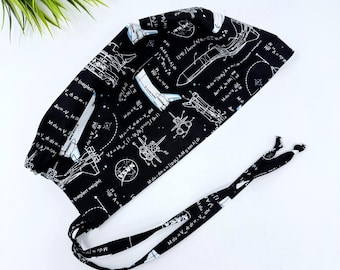 Space Surgical cap for men. Rocket Formula tie back scrub hat by Paradise Caps.