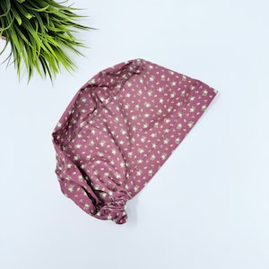 Floral Euro Scrub Cap for Women by ParadiseCaps, European Surgical cap with Satin Lined. FIRST BLUSH - print.