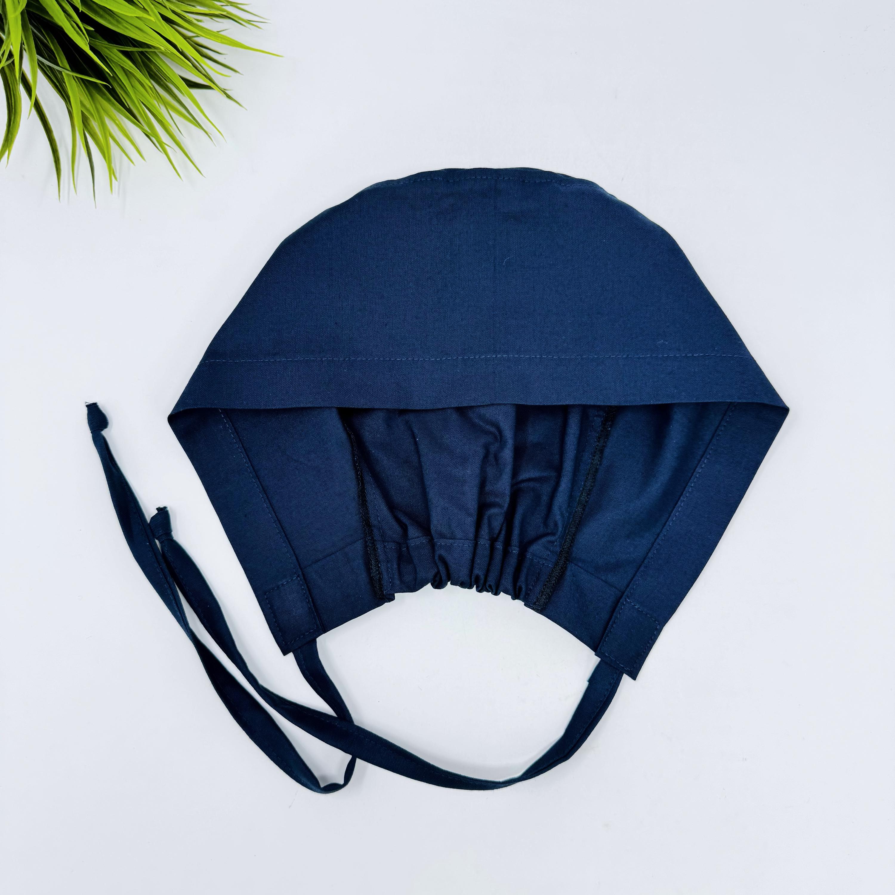 Navy Blue Surgical Scrub Cap for Men. Handmade. 100% Cotton. Solid