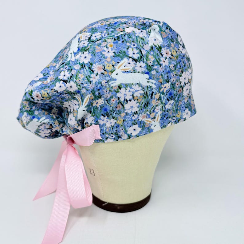 Spring Bunnies Euro Scrub Cap With Ties for Women, Easter European ...
