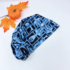 Xray Euro scrub cap for women. Skeleton European surgical hat with satin lined by Paradise Caps.