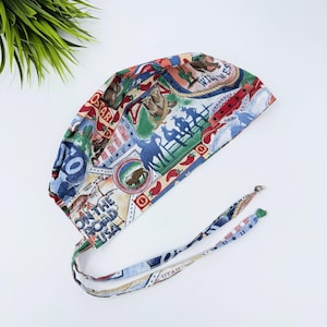Rodeo Men&#39;s surgical cap. Western tie-back style scrub cap by Paradise Caps.