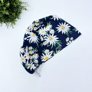 Floral Scrub cap for women euro style. European satin lined surgical cap by Paradise Caps.