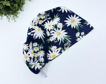 Floral Euro Scrub Cap for Women, Surgical cap Satin Lined Option