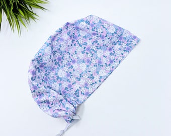 Blossoming Euro Scrub Cap for Women, Surgical cap Satin Lined Option