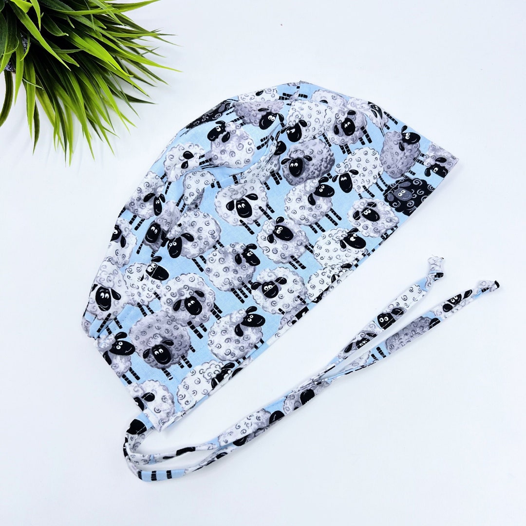 Sheep Men's Surgical Cap. Funny Skull Tie-back Style Scrub Cap by ...