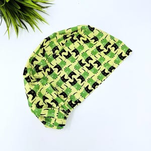 Cat Euro scrub cap for women, Funny surgical cap with satin lined by Paradise Caps.