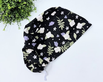 Floral Euro Scrub Cap for Women, Surgical cap Satin Lined Option