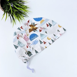 Mountain Scrub cap for women euro style. European satin lined surgical cap by Paradise Caps.