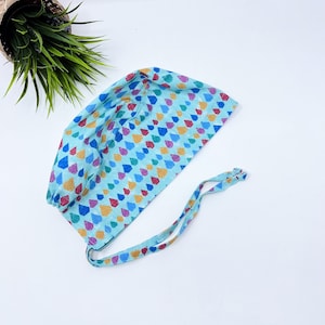 Surgical cap for men. Aqua tie back scrub hat by Paradise Caps.