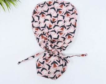 Lilies paardenstaart scrub cap, operatiemuts van 100% biologisch katoen.