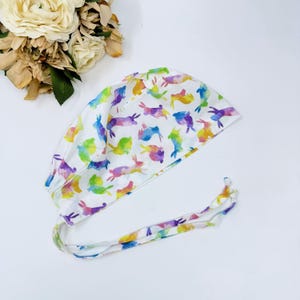 Easter Scrub cap for men. Skull tie-back style surgical scrub cap by Paradise Caps.