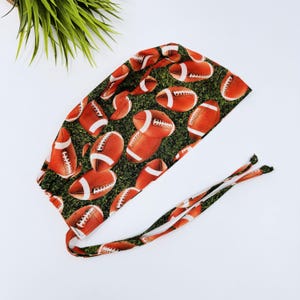 Football Surgical Cap - Cotton Hat with Optional Buttoned Ear Saver -Unisex Medical Headwear.