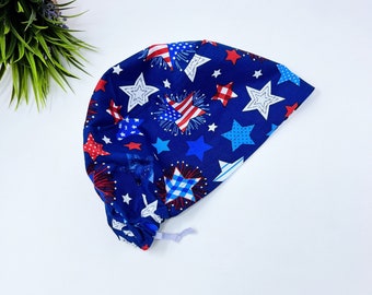 Euro scrub cap for women. Star European satin lined surgical cap by Paradise Caps.