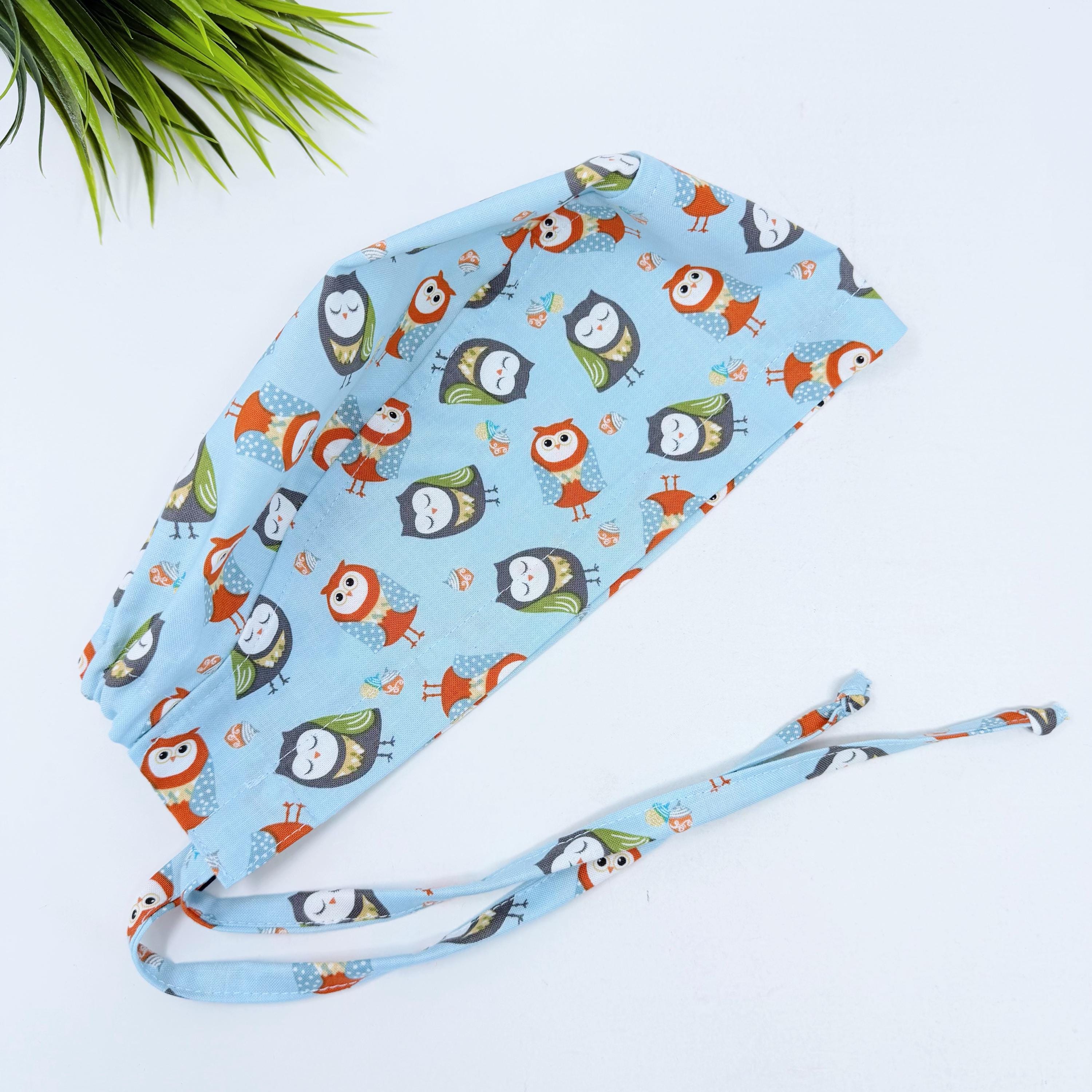 Owl Surgical scrub cap, tie back scrub hat by Paradise Caps.