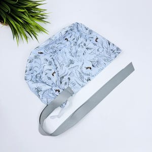 Glacier Pollinators Euro PLUS style with ties Scrub Cap for Women, European Surgical cap with Satin Lined Option.