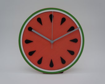 10" Watermelon Themed Wood Clock Silent Moving