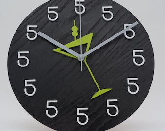 10” Happy Hour Martini Wood Clock