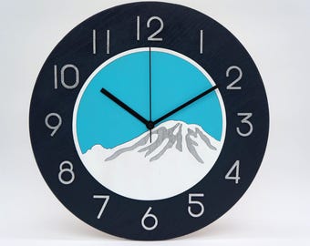 14” Mt. Rainier Simple Decorative Wood Clock Made from Red Oak