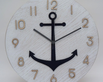 14" Anchor Decorative Wood Clock Made from Red Oak