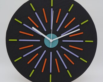 14” Line Decorative Wood Clock Made from Red Oak