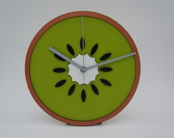 10" Kiwi Themed Wood Clock Silent Moving
