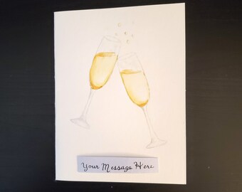 Watercolor Champagne Celebration Card Customizable (4.5x6)