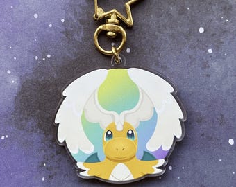 Mega Dragonite Keychain 2" Double-Sided Clear Acrylic Charm | Kawaii Gamer Gift