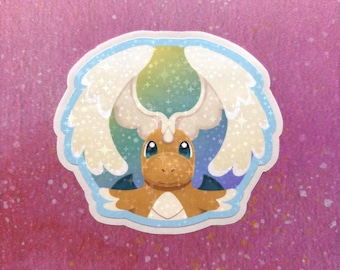 Mega Dragonite 3" Glossy Holographic Vinyl Sticker | Gamer Gift