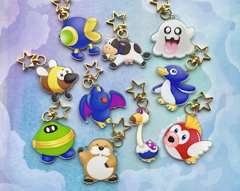 Mario-Inspired Friends and Enemies 2" Double-Sided Clear Acrylic Charms | Gamer Gift