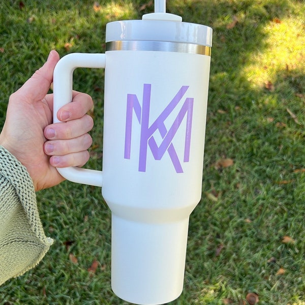 Overlapping monogram decal - 2 initial block letter - monogram sticker to personalize anything. personalized gift idea!